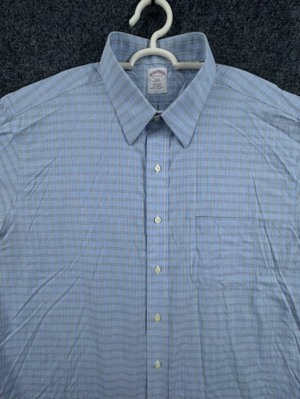 Brooks Brothers All Cotton Blue White Non-Iron 17.5 4/5 Button Up Long Sleeve